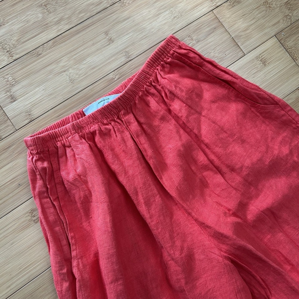 Willow Womens Red Linen Boho Pants Small Cropped Bohemian Hippie Artsy Pull On * - Picture 3 of 11
